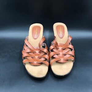 Cloudwalkers By AVENUE Brown Heel Comfort Sandals Size 8W Wide *Worn Once